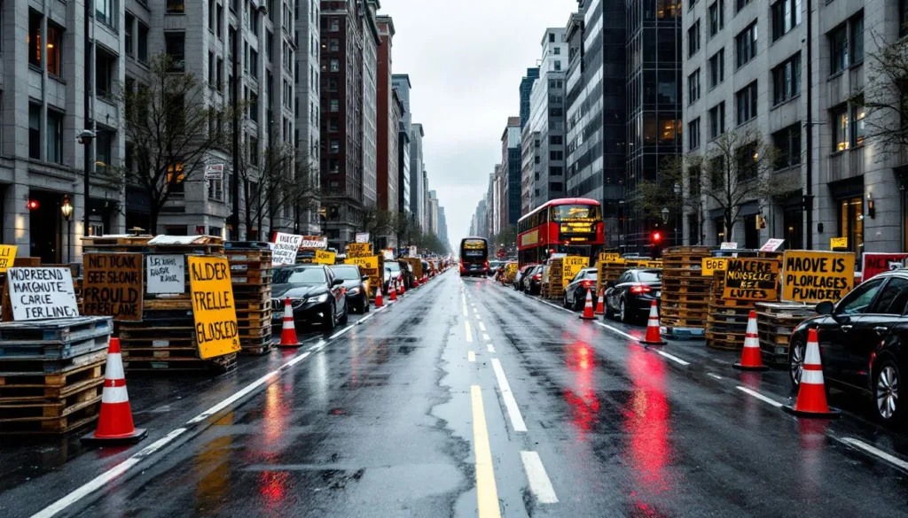 תיאור מטא על ההשפעה החברתית המדאיגה של חסימת הכביש על ידי הפעילים, המשקף את התחושות והתגובות בחברה.