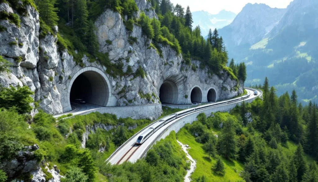 גלה כיצד שווייץ בונה מנהרות מתקדמות שמעדיפות תחבורה בכביש וברכבת תוך שמירה על הטבע והסביבה.